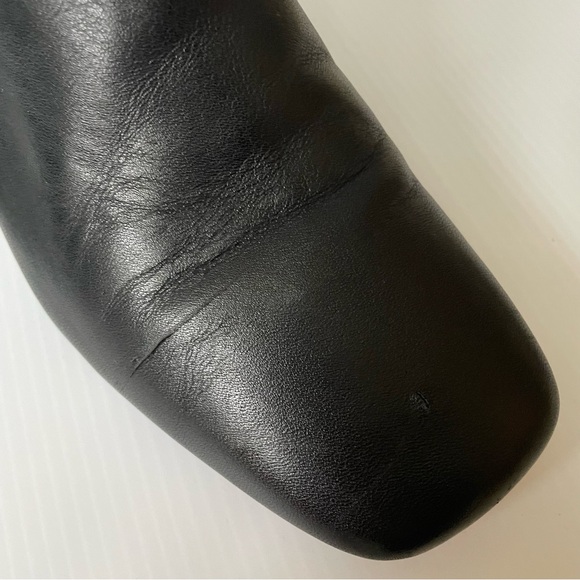 OAK + FORT Black Leather Ankle Boot Block 2” Heel Square Toe 4009 Size 8 - Picture 8 of 12
